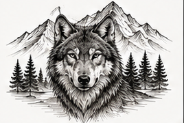 Wolf & Mountains