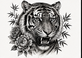 Tiger & Flowers