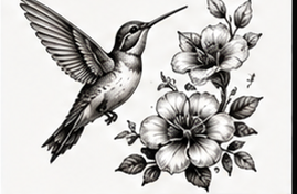 Hummingbird & Flowers